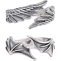 Oshhni Retro Angel Demon Wing Anillos para Parejas Anillos