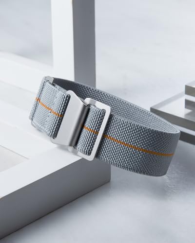 Image of BINLUN Elastic Nylon Watch Band 18mm 20mm 22mm Marine Nationale Fabric Military Parachute Replacement Watch Strap Men Women Silver & Black Buckle - Upgraded Hook-and-Loop Buckle