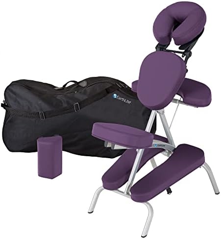 EARTHLITE Portable Massage Chair Package VORTEX - Portable, Compact, Strong and Lightweight incl. Carry Case, Sternum Pad & Strap (15lbs), Amethyst