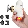 Pistola de masaje mini con calor y luz roja, 0.48 lb, de viaje | Masajeador de percusión para tejido profundo, 4 cabezales, 4 velocidades, compacta, ultra silenciosa, carga tipo C, para hogar y oficina, blanco 2