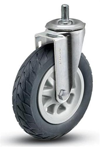 6 1/2-13 x 1-1/2 Threaded Stem Swivel Caster, Black No Flat Wheel