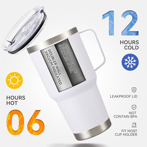Image of 30 oz Stainless Steel Tumblers Bulk with Handle and Lid, 4 Pack