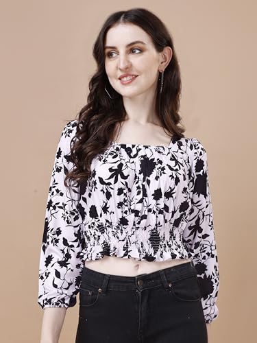 Image of Wedani Women's Casual Foral Print Puff Sleeve Regular Top