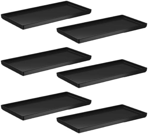 Kit 6 Pratos 27x13cm Bandejas para Servir Preto Plástico Coza Comida Japone...