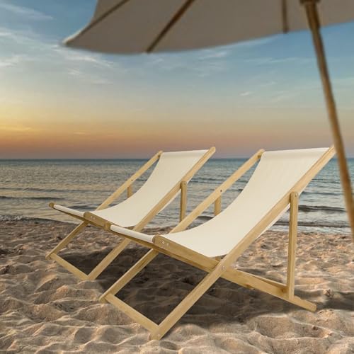 Ketive KET-GF30 Patio Lounge Chairs Set Of 2 Adjustable Outdoor Wooden Sling Chairs cover