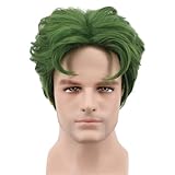 Peluca Peluca corta verde dividida for hombre, diadema for actuaciones en escenario