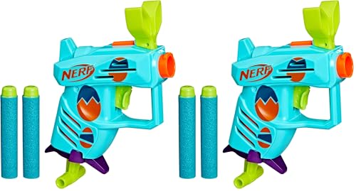 Nerf Elite 2.0 Easter Egg Hunt Blaster, 2 Nerf Elite Darts, Pull to Prime, Spring Toy Foam Blaster for 8 Year Old Boys & Girls (Pack of 2)