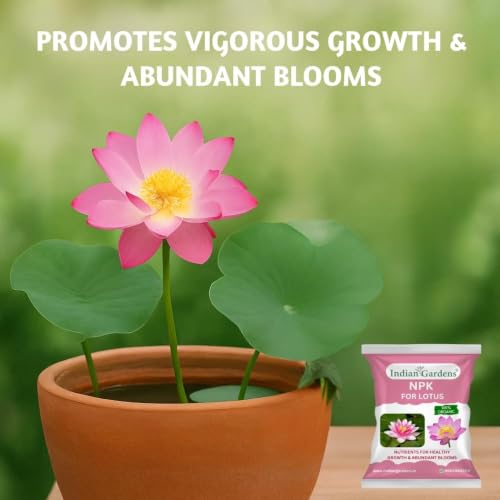 Image of Indian Gardens - NPK for Lotus Fertilizer (500 Grams) | 100% Water Soluble Plant Food | Boosts Flowering & Growth | Ideal for Home, Terrace, Pond & Garden Plants