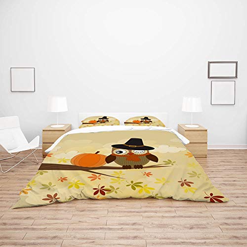 Parure de lit hibou lit King polyester thermorégulateur drap housse housse de couette