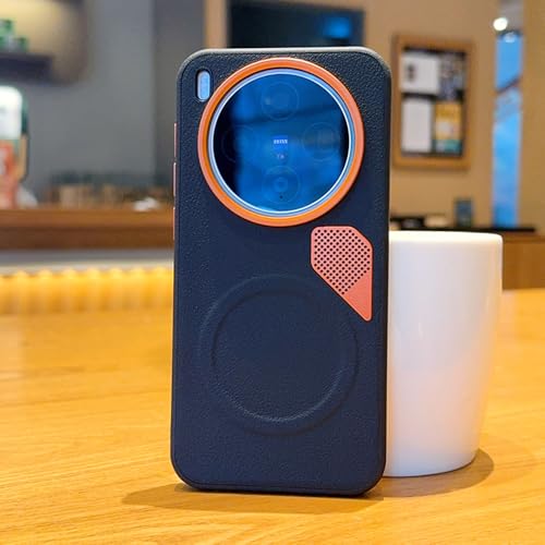 Image of for vivo X300 5G Magnetic Case Leather Coated PC + TPU Phone Cover with Heat Dissipation Sheet - Black