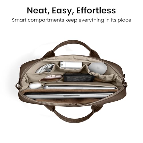 Image of tomtoc 13-14 Inch Protective Puffy Laptop Carrying Bag for Women, Lightweight Laptop Briefcase Fits 14-inch MacBook Pro M5 2025 & Other 13 inch /14 inch Computers, Work Bag Case Handbag with Organized Storage