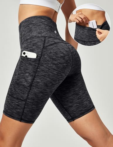 Ewedoos Biker Shorts Women Tummy Control Workout Shorts with 3 Pockets High Waisted Compression Gym Running Yoga Shorts Women