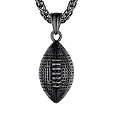 U7 Black Soccer Necklace Men Women Pendant Chain Stainless Steel Sport Fan Jewelry American Football Necklaces