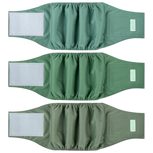 Image of wegreeco Washable Male Dog Belly Band (Stylish Pattern)- Pack of 3 - Male Dog Belly Wrap, Dog Diapers Male (Green Series, X-Large)
