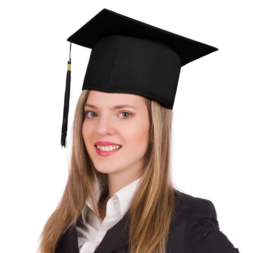 AUYAO Bachelor Hut Abschluss Hut Unisex Doktorhut Verstellbar Graduation Cap Absolventenhut hüte Geschenk für Abitur Studium Master Bachelor Abschluss Examen Hochschule Doktortitel Student (Schwarz)