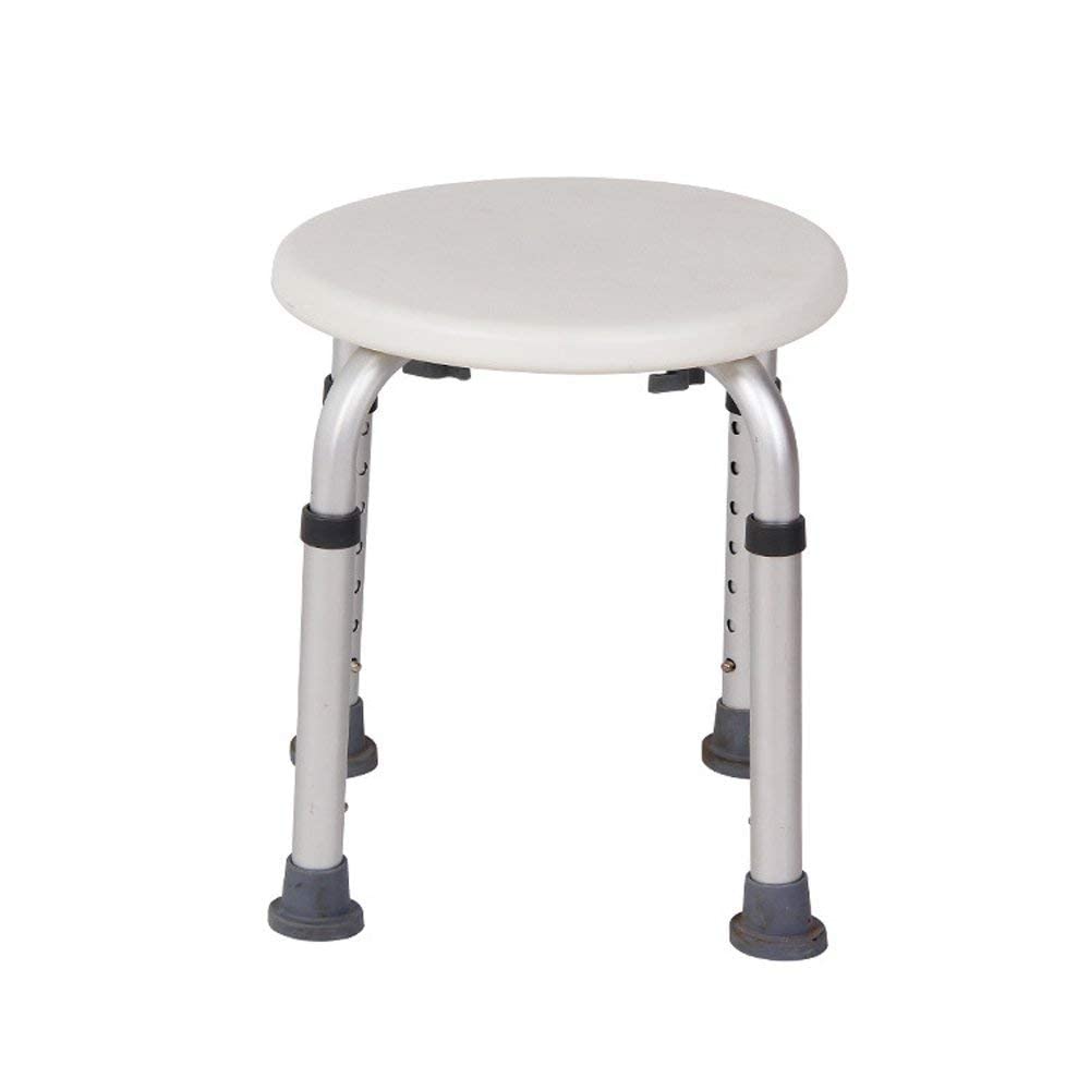 Silla De Baño Ligera, Ajustable En Altura, Redonda, Antideslizante, para Personas Mayores.(Blanco-41X34Cm)