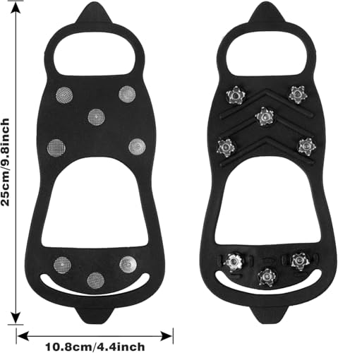 Image of 2 Pairs Non Slip Gripper Spike Ice Traction Cleats Walk Traction Cleat Durable Ice Snow Grips for Shoes, Boot with 8 Steel Studs Crampons (Medium: Women (7-10) / Men (5.5-8.5))