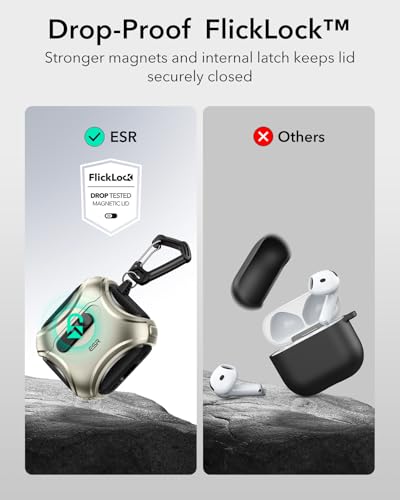 Image of ESR for AirPods 4 Case, Compatible with AirPods 4 Generation Case (2024) (USB-C), Compatible with MagSafe, Drop-Proof Lock, Easy Open, Cyber Series, Titanium