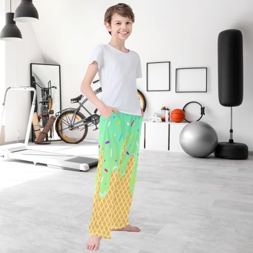 Boy's Pants Mint Ice Cream Jogger Pants Elastic Waist Long Bottoms Trousers with Pockets 6-14 Years 6