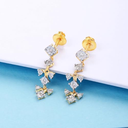CANDERE - A KALYAN JEWELLERS COMPANY 14K/18K BIS Hallmark Yellow Gold and Certified SIIJ Diamond Dangle Earring for Women with Screw Back Closure - Image 4