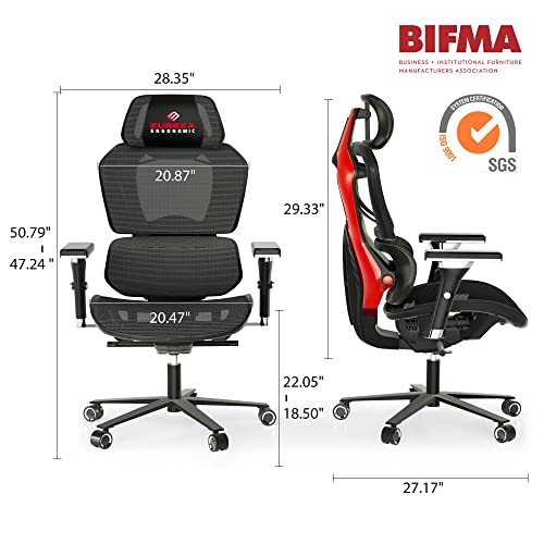 Image of EUREKA ERGONOMIC Gaming Chairs for Adults GC05, Gamer Chair with Lumbar Support, Gaming Chair with 4D Armrests, Ergonomic Gaming Chairs with Adjustable Headrest, Red