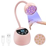 PHAIN U V LED Nail Lamp, 36W Mini Cordless Gel x Nail Lamp Flash Cure, Auto Sensor Gooseneck Portable USB Gel Nail Dryer U V Light with 3 Timers and LCD Display for Home DIY