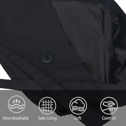 Image of Adjustable Scrub Cap with Button, Satin-Lined Cotton Scrub Hat Sweatband, Elastic Working Hat Unisex, One Size