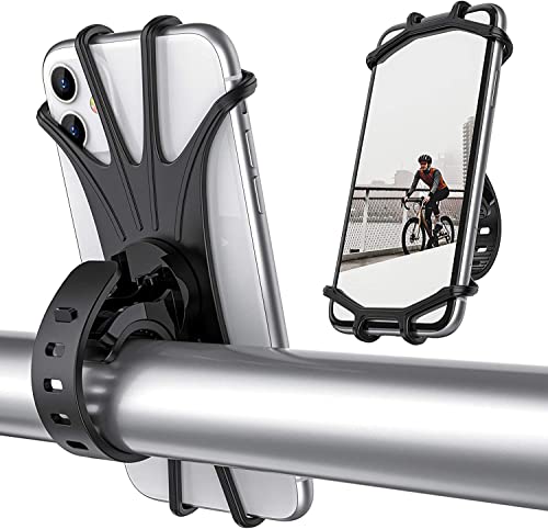Bike Phone Mount, Motorcycle Handlebar Mount, 360° Rotation Silicone Bicycle Phone Holder, Compatible with iPhone 13/12/11 Pro Max XS Max XR X 8 7 6S Plus SE 2022 12 mini,Samsung Galaxy