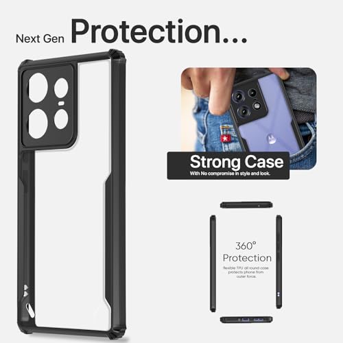 Image of Pikkme Moto Edge 50 Pro 5G Back Cover | Crystal Clear Transparent Back | Ultra Hyrbid | Full Camera Protection | Raised Edge | Bumper Back Case (Black)