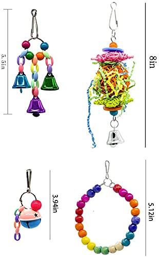 EBaokuup 10 Packs Bird Swing Chewing Toys- Parrot Hammock Bell Toys Parrot Cage Toy Bird Perch with Wood Beads Hanging for Small Parakeets, Cockatiels, Conures, Finches,Budgie,Parrots, Love Birds