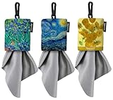 SPUDZ Classic Variety Pack | Five 10' x 10' Microfiber Towels w/Neoprene Pouches | Premium Microfiber Cleaning Cloths for Laptops, Lenses, Cameras, Screens, and More | Van Gogh 3 Pack