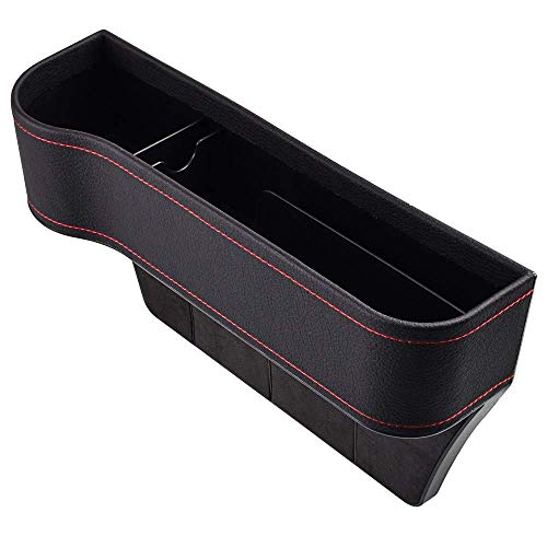 SUNMORN Multifunctional Car Seat Organizer, Front Seat Gap Filler, with Cup Holder, Leather, NOT FIT Central Console Lower Than The Seat (1-Pack)