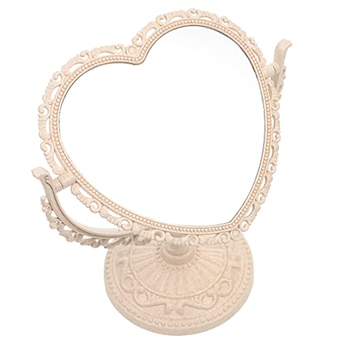 Espejo de maquillaje beige en forma de corazón miniatura 1