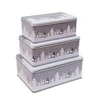 designfun KEKSDOSEN SET 3-TEILIG RECHTECKIG WEIHNACHTEN - MOTIV WINTERWALD