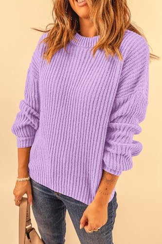PRETTYGARDEN Fall Sweaters for Women 2025 Fashion Long Sleeve Casual Ribbed Knit Winter Clothes Pullover Jumper Tops