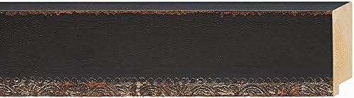 Picture Frame Moulding (Wood) 100ft Bundle - Distressed/Aged Black Finish - 2.25 Width - 1/2 Rabbet Depth