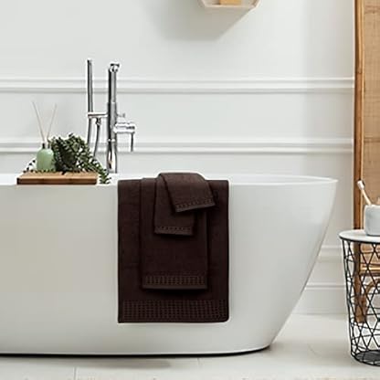 GLAMBURG Ultra Soft 6er-Pack Baumwoll-Handtuch-Set, enthält 2 übergroße Badetücher 70 x 140 cm, 2 Handtücher 40 x 60 cm und 2 Waschbetten 30 x 30 cm, Umweltfreundlich und 100% recycelbar, Braun – Bild 5