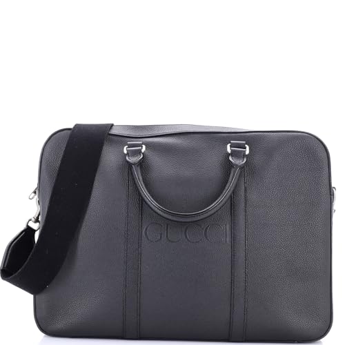 Pre-Loved Logo Briefcase Leather Medium, Black