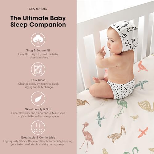 Image of Bimocosy Pack and Play Sheets Fitted 4 Pack, 38 x 26 Inch Pack n Play Mini Crib Sheets for Boys and Girls, Soft Stretchy Playard Mattress Sheets for Graco Pack n Play, Forest Friends