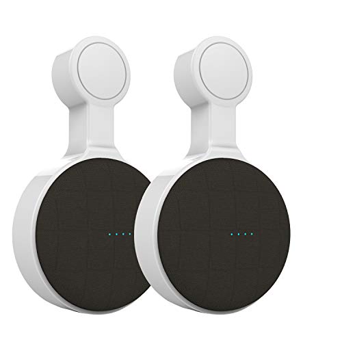 Outlet Wall Mount Holder Stand Hanger Fit for Google Home Mini Voice Assistant,A Space Saving with Cord Management for Smart Speakers,Hide Messy Wires,Place on Kitchen, Bedroom (Set of 2 White)