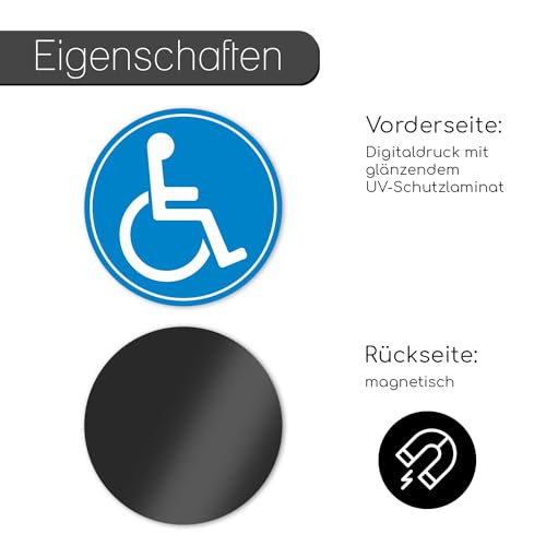 Rollstuhl-Magnet Ø 10 cm I Fahrzeug-Magnet für Autos I Transport für Menschen mit Behinderung I Rollstuhl-Fahrer I Wetterfest I Hinweisschild I Warnhinweis I Wetterfest I mag178