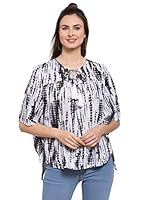 PATRORNA Women's Plus Size's Plus Size Empire Top (PT6A2_Black Tie Dye Print_9XL)