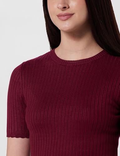 Image of Gap Women Solid Fitted Short Sleeves Round Neck Blouse
