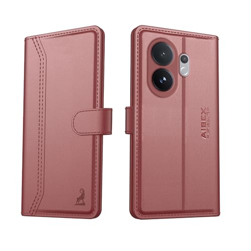 Image of AIBEX Compatible for Vivo V60E 5G / Vivo T4 Pro 5G / Vivo V60 5G Flip Cover Leather Finish with Magnatic Closure | Inside TPU with Card Pockets | Wallet Stand | Complete Protection Flip Case -Brown