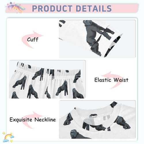 Pajama Sets Long Sleeve Top and Pants, Soft Cotton Sleepwear 2 Piece Pjs Set for Home Casual Size 18M-8Y4