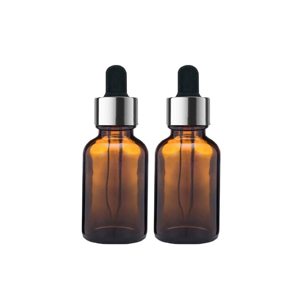PHARCOS Round Empty Glass Bottle with Silver Ring & Black Silicone Teat | Dropper and Plug for Home, Saloon, Parlor and Others Purpose - 30 ML, Pack of 2-image-8