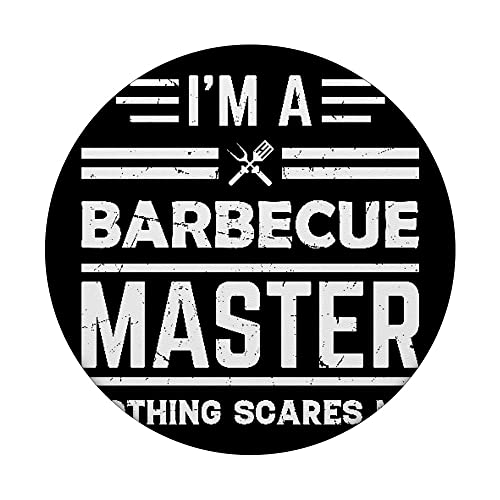 I'm A Barbecue Master Nothing Scares Me Grill Cook BBQ Grill PopSockets Swappable PopGrip, Black - Image 3