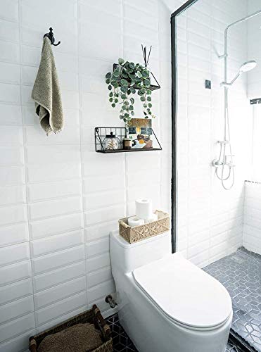 Mkouo wandgemonteerde drijvende planken set van 2 rustieke metalen draad opslag planken - Image 4