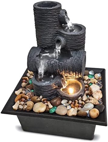 Tabletop Fountain - Soothing Meditation Fountain w Natural Flowing Water, Desk Fountain - Relaxing Water Flow That Mimics Sound of Waterfall, Water Fountains Indoor - Feel Calm w Zen Sanctuary at Home