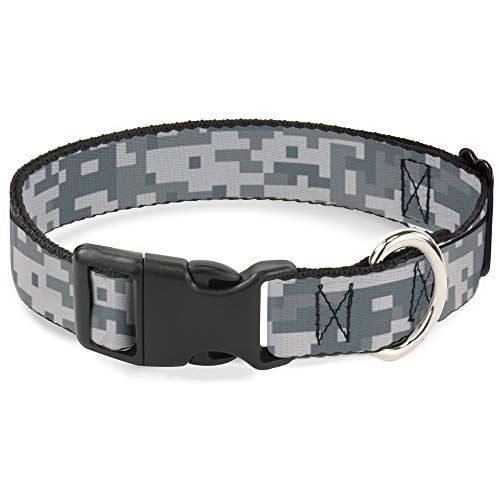 Collar de clip de plástico resistente Buckle-Down camuflaje digital gris ajustable 2